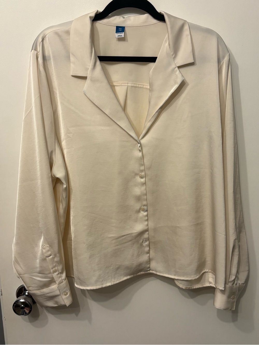 Old Navy Satin Cream Button-Up Blouse